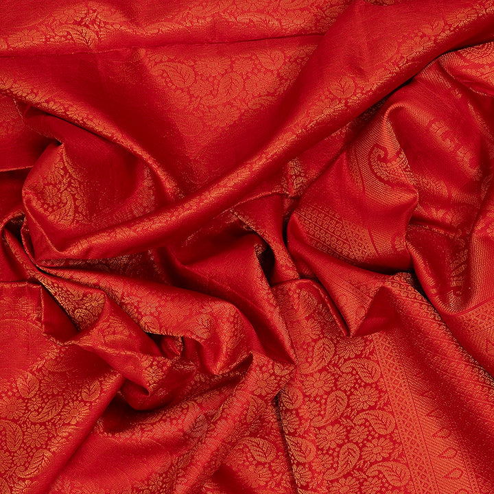 Hayagrivas Red Handloom Soft Silk Saree KBE674G2-18