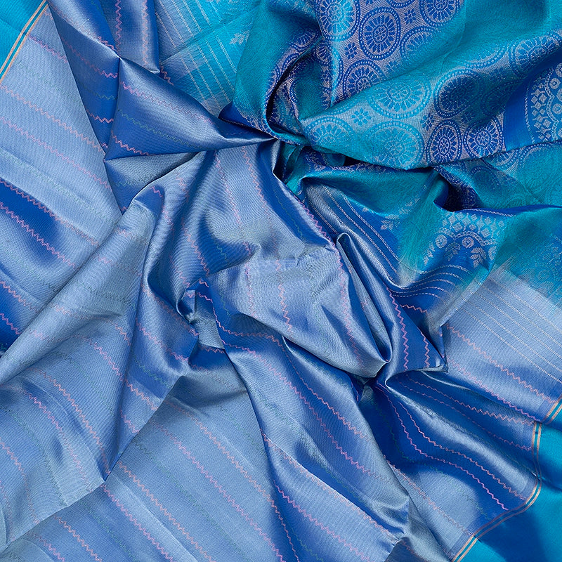 Hayagrivas Bluish Grey Handloom Soft Silk Saree KBF535G4-6