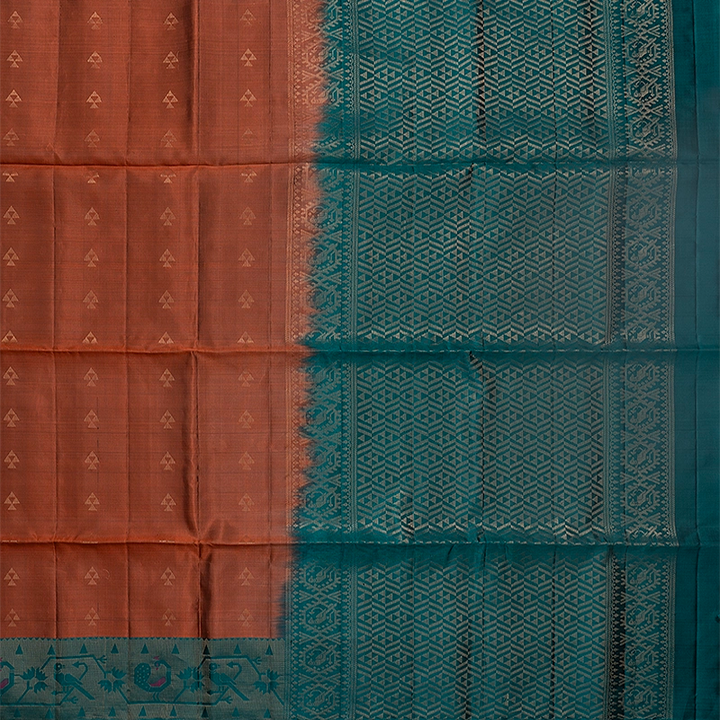 Hayagrivas Rust Orange Handloom Soft Silk Saree KBF535G10-4