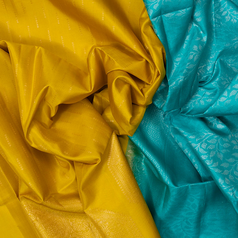Hayagrivas Yellow Handloom Soft Silk Saree KBF534G1-1