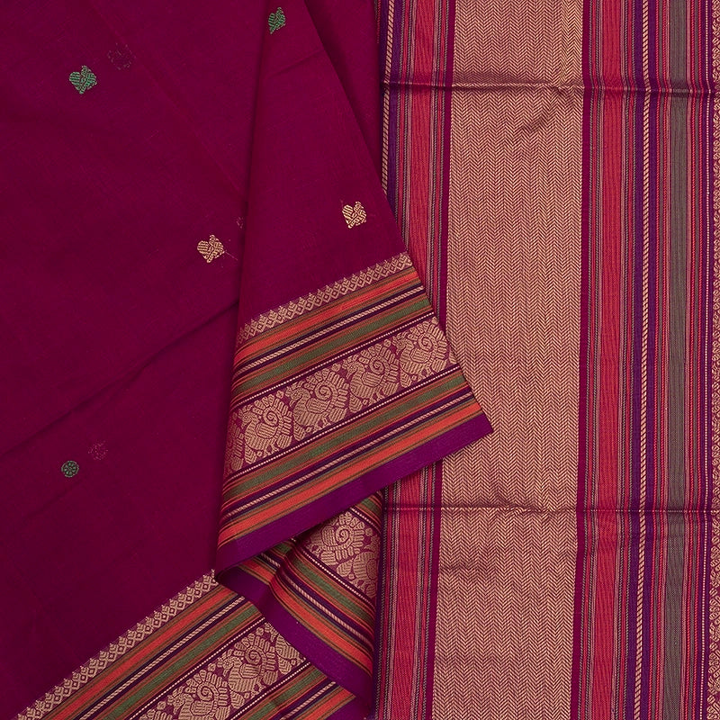 Hayagrivas Magenta-Pink Handloom Kanchi Cotton Saree SSCBF104F16-1
