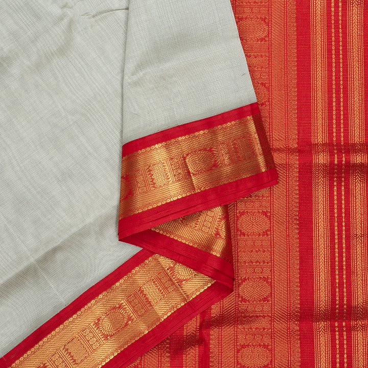 Hayagrivas Silver Grey Pure Silk Cotton Saree SSCBF56E1-6
