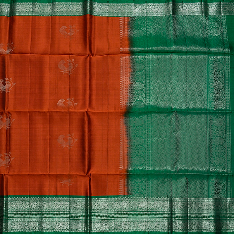 Hayagrivas Rust Orange Handloom Soft Silk Saree KBE1892L3-17