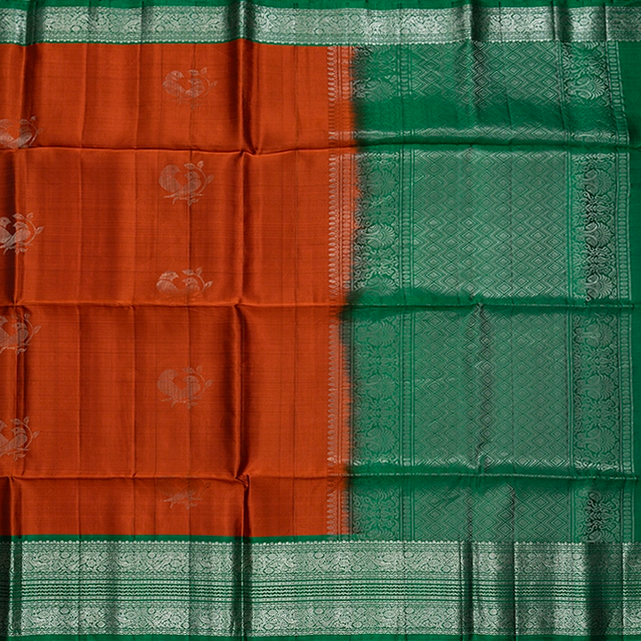 Hayagrivas Rust Orange Handloom Soft Silk Saree KBE1892L3-17