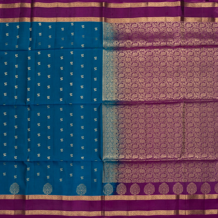 Hayagrivas Ramar Blue Handloom Soft Silk Saree KBF454F1-9