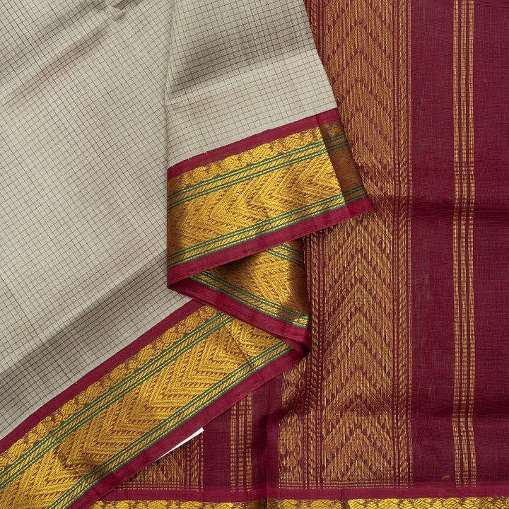 Hayagrivas Cement Green Pure Silk Cotton Saree SSCBF55E2-5
