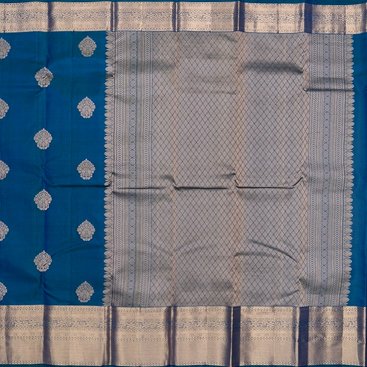 Hayagrivas Handloom Peacock Blue Kanjivaram Silk Saree KBF695G6-4