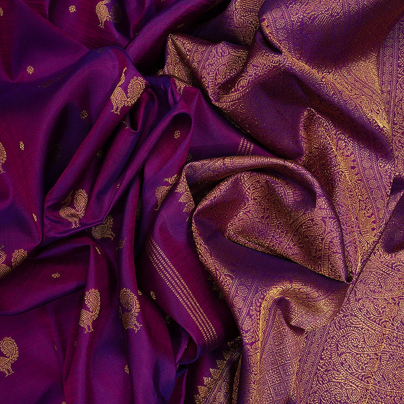 Hayagrivas Handloom Purple Kanjivaram Silk Saree KBE2535C18-1