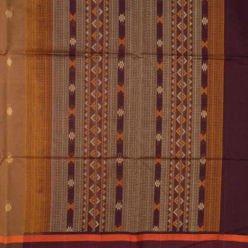 Hayagrivas Khaki Brown Handloom Kanchi Cotton Saree SSCBF103F16-1