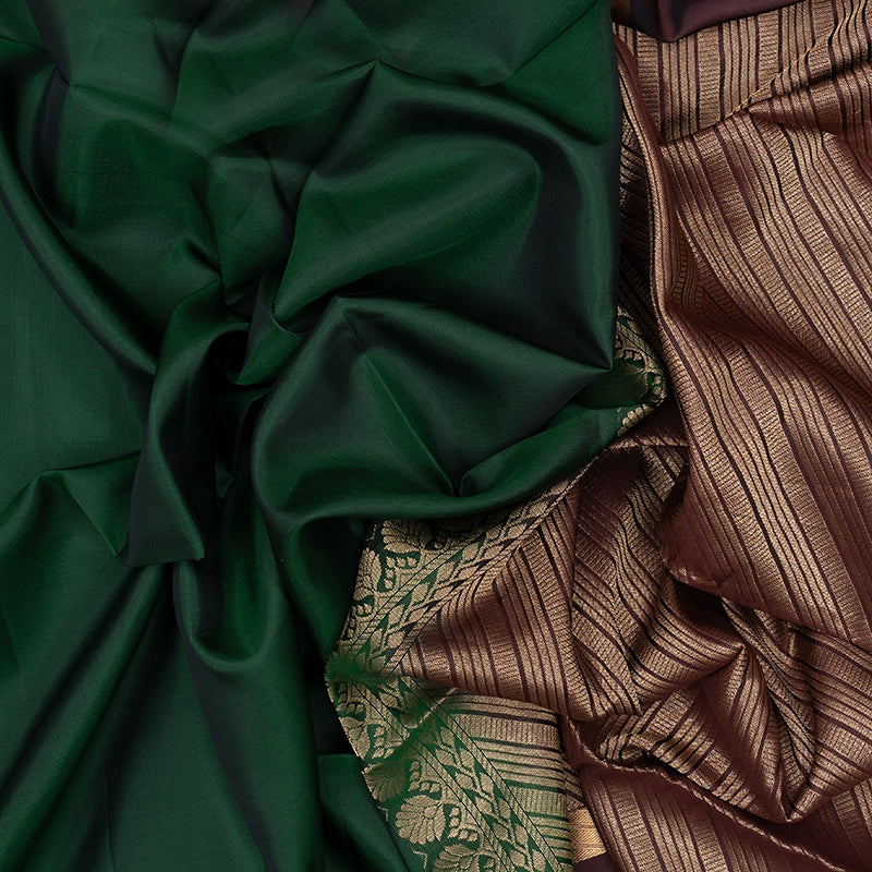Hayagrivas Bottle Green Handloom Soft Silk Saree KBE2309B1-6