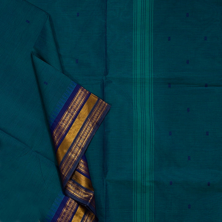 Hayagrivas Peacock Blue Handloom Chettinad Cotton Saree SSCBF63E5-8