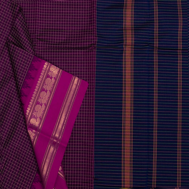 Hayagrivas Violet Handloom Chettinad Cotton Saree KSBE1H8-3