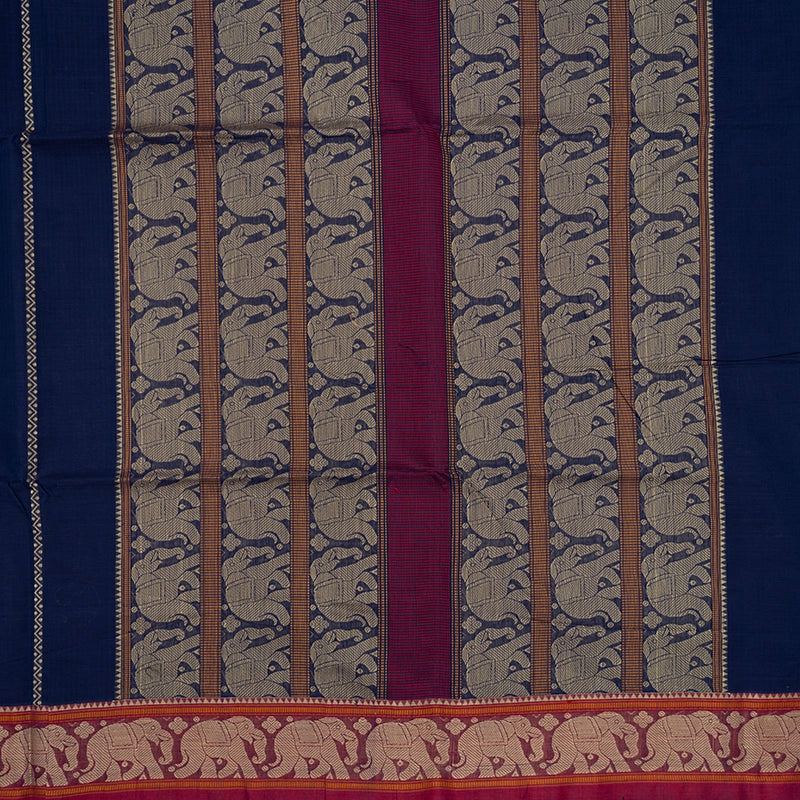 Hayagrivas Puplish-Blue Handloom Kanchi Cotton Saree KSBE90A2-3