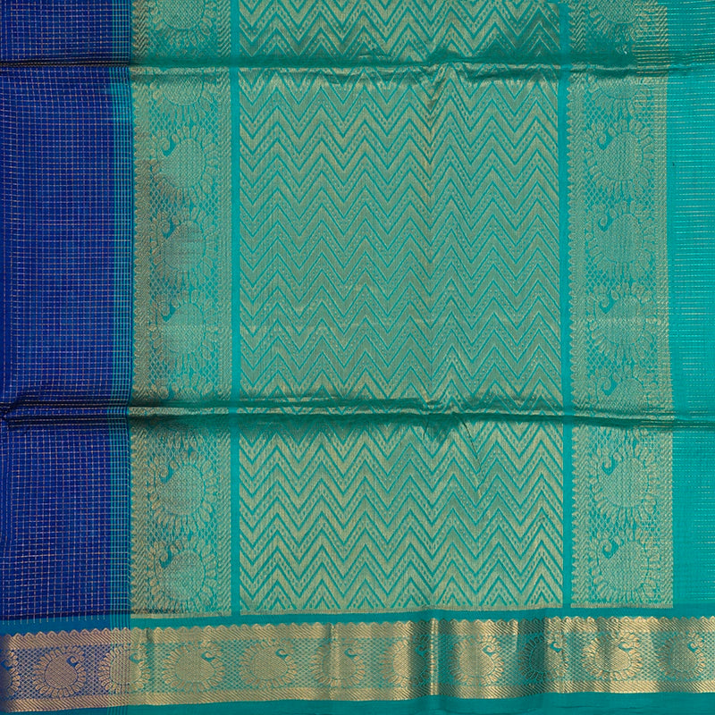 Hayagrivas Purplish-Blue Kora Silk Cotton Saree SSCBF14D6-25