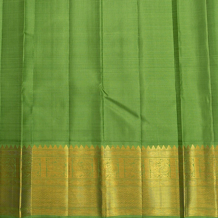 Hayagrivas Handloom Chocolate Brown Kanjivaram Silk Saree with Light Green Border KBF362F2-2