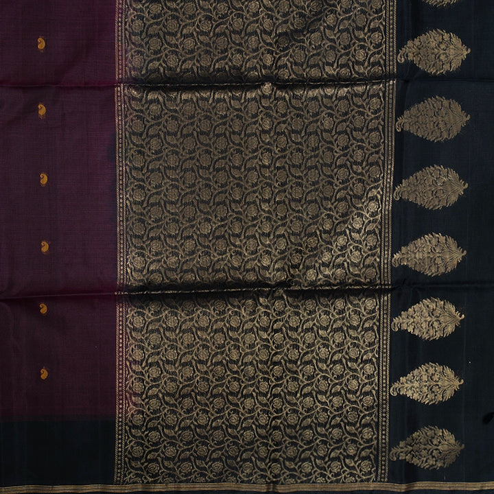 Hayagrivas Wine Ikkat Kora Silk Cotton Saree KSBE92A10-3