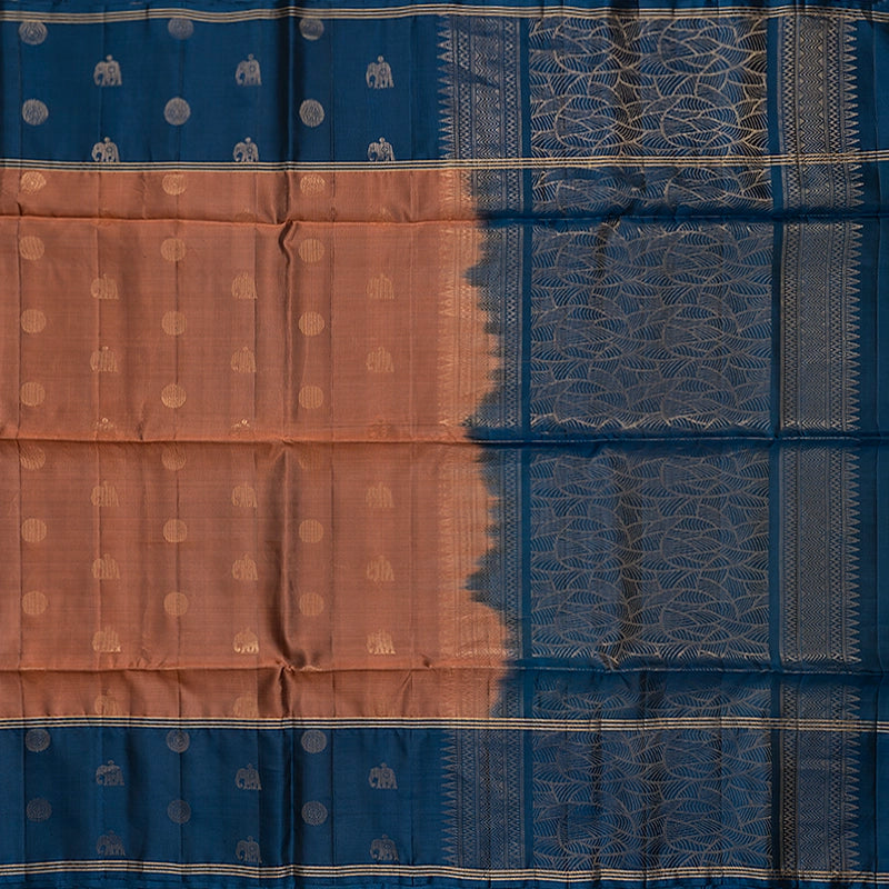 Hayagrivas Peachish-Brown Handloom Soft Silk Saree KBF232E2-11
