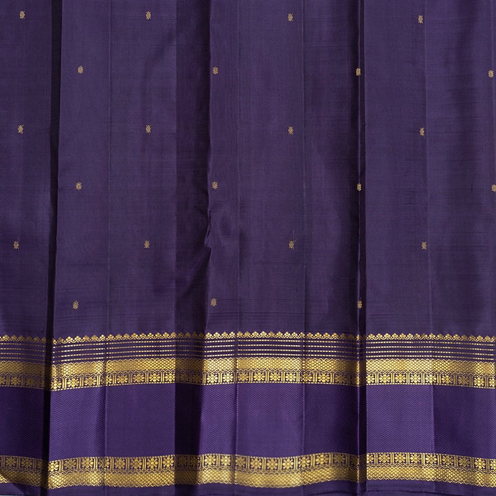 Hayagrivas Handloom Rust Orange Kanjivaram Silk Saree with Purple Border KBF719G7-1