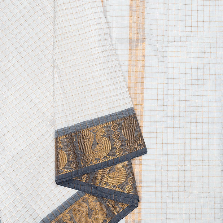 Hayagrivas White Handloom Chettinad Cotton Saree SSCBF134H2-26