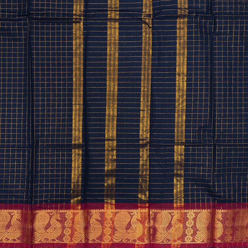 Hayagrivas Navy Blue Handloom Chettinad Cotton Saree SSCBF134H2-37