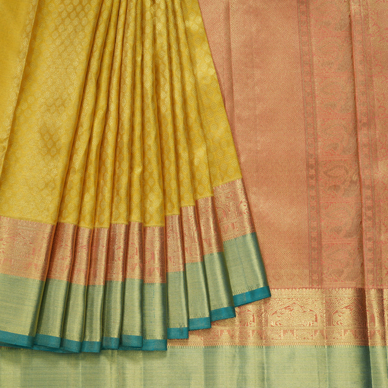Hayagrivas Handloom shimmering Golden Yellow Kanjivaram Silk Saree BE496-SBS  KBEL496C1-1