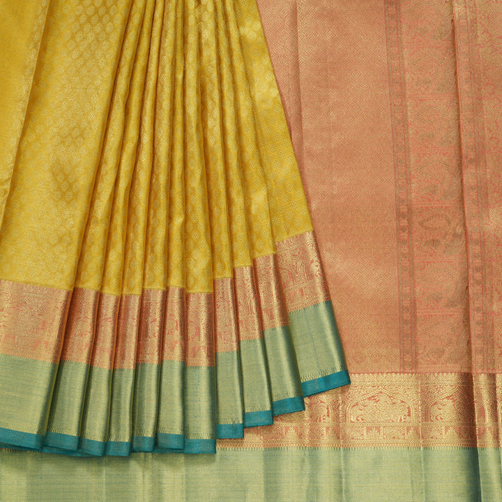 Hayagrivas Handloom shimmering Golden Yellow Kanjivaram Silk Saree BE496-SBS  KBEL496C1-1