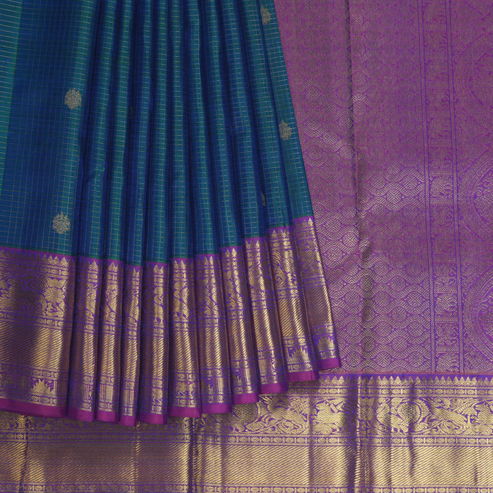 Hayagrivas Handloom Mayilkazhuthu Kanjivaram Silk Saree with Purple Border KBE1340J2-1
