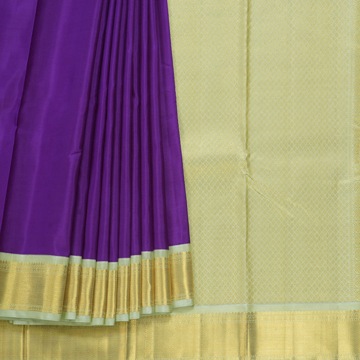 Hayagrivas Handloom Purple Kanjivaram Silk Saree with Powder Green Border KBF69D6-1