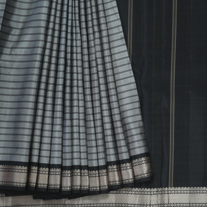 Hayagrivas Handloom Silver Grey Kanjivaram Silk Saree KBE2148A1-1