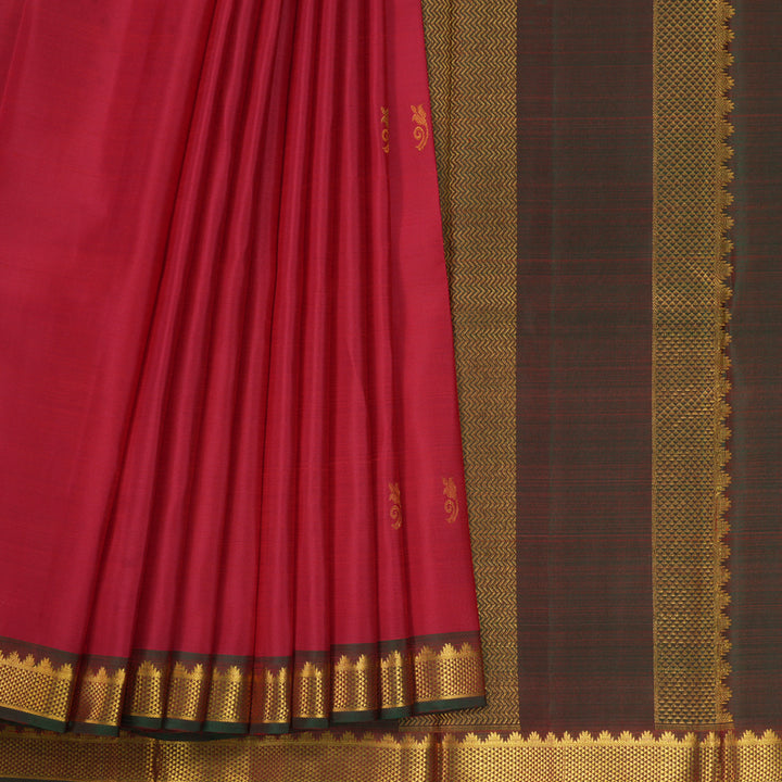 Hayagrivas Handloom Red Kanjivaram Silk Saree with Manthalir Border KBF43D7-1