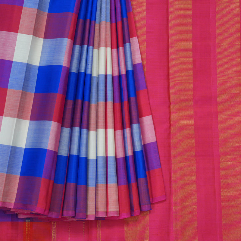 Hayagrivas Handloom Multicolour Checks Kanjivaram Silk Saree KBE2379B1-1