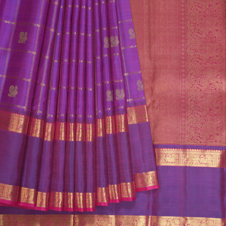 Hayagrivas Handloom Purple Kanjivaram Silk Saree with Dual Tone border KBE1301J3-1