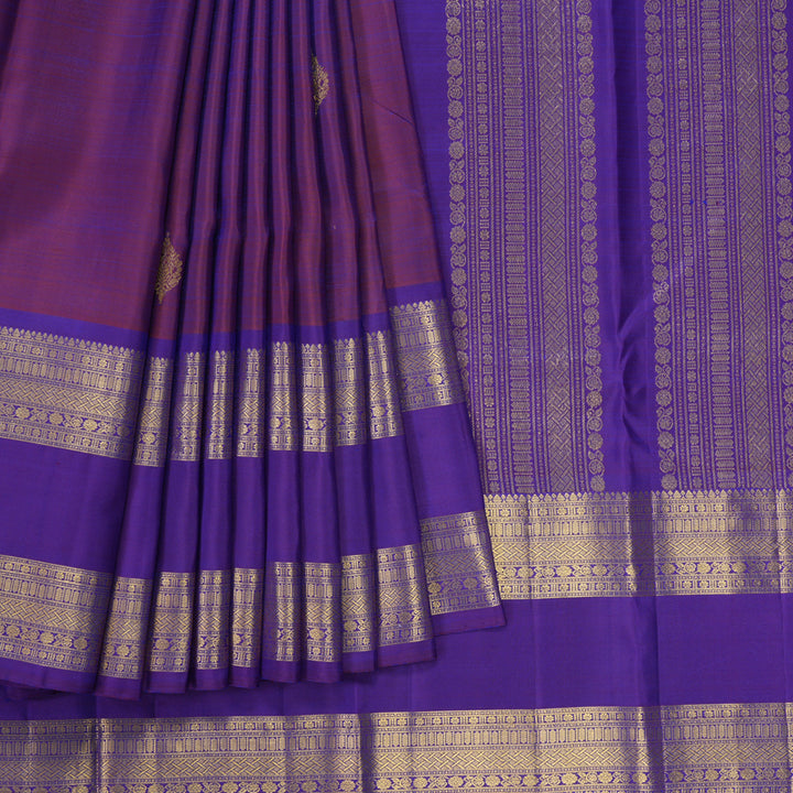 Hayagrivas Handloom Purple Kanjivaram Silk Saree with Purplish-Blue Border KBF42D1-12