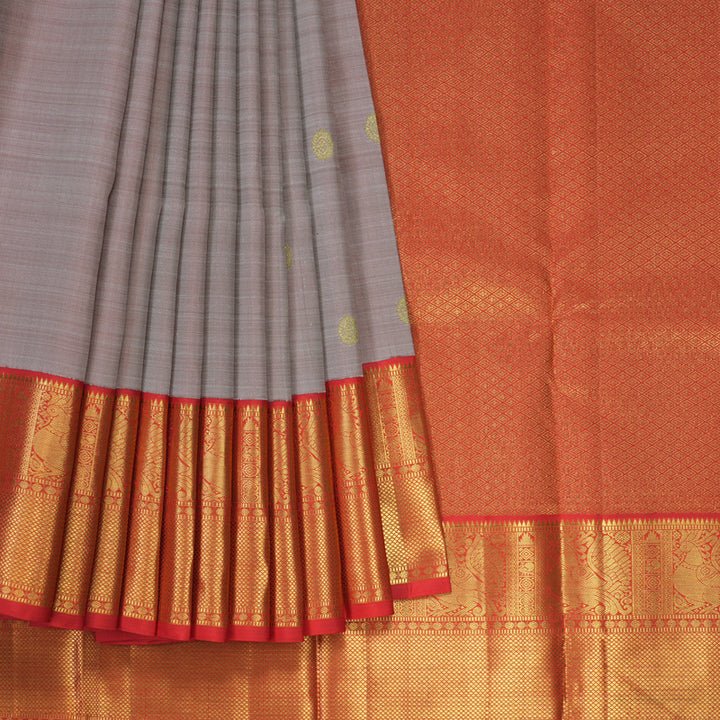 Hayagrivas Handloom Onion Pink Kanjivaram Silk Saree with Red Border KBF72D4-1