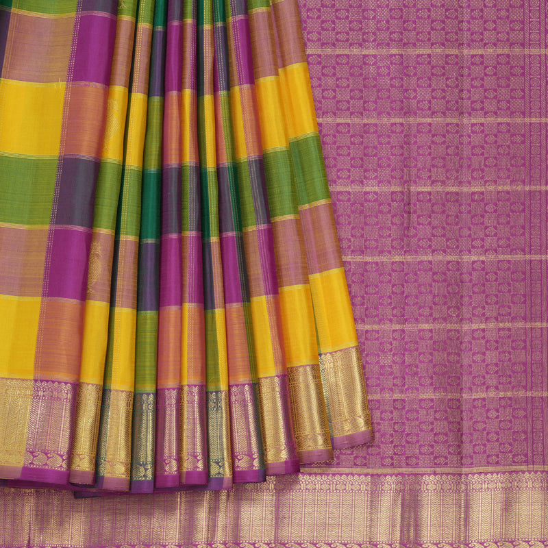 Hayagrivas Handloom Multicolour Checks Kanjivaram Silk Saree BF147-SBS  KBFL147E1-1