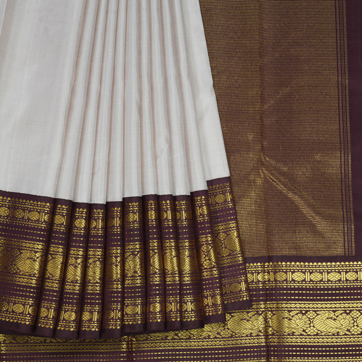 Hayagrivas Handloom Mild Onion Pink Kanjivaram Silk Saree with Burgundy Border KBE2172A4-1