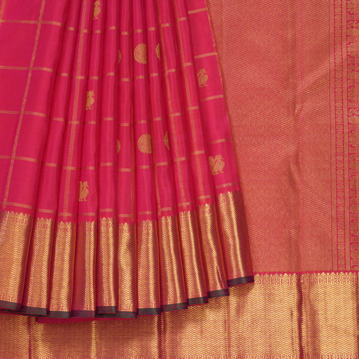Hayagrivas Handloom Rani Pink Kanjivaram Silk Saree KBE2495C2-1
