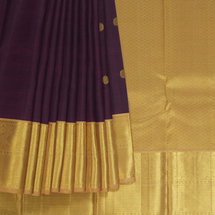 Hayagrivas Handloom Purple Kanjivaram Silk Saree with Sandal Border KBE1990L7-1