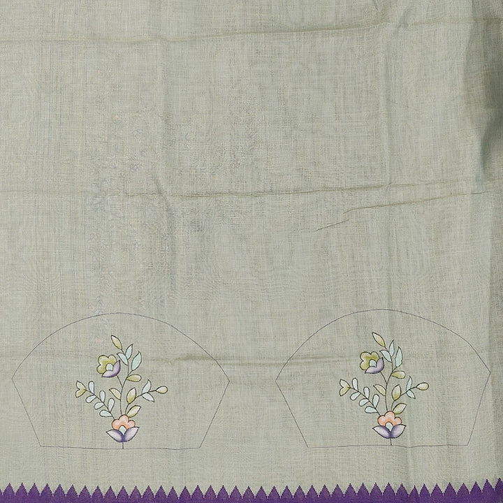 Hayagrivas Olive-Green Fancy Cotton Saree KBE1877L8-1