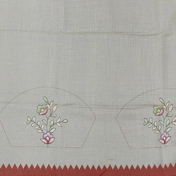 Hayagrivas Light Beige Fancy Cotton Saree KBE1877L8-3