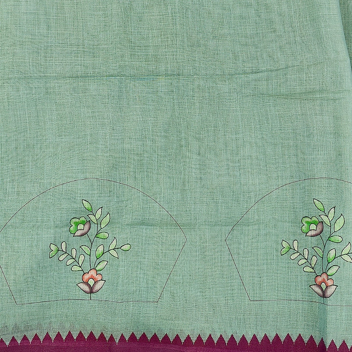 Hayagrivas Mint-Green Fancy Cotton Saree KBE1877L8-5
