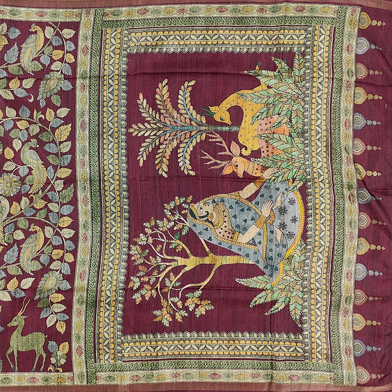 Hayagrivas Deep Maroon Fancy Cotton Saree KBE1917L1-13