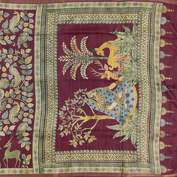 Hayagrivas Deep Maroon Fancy Cotton Saree KBE1917L1-13