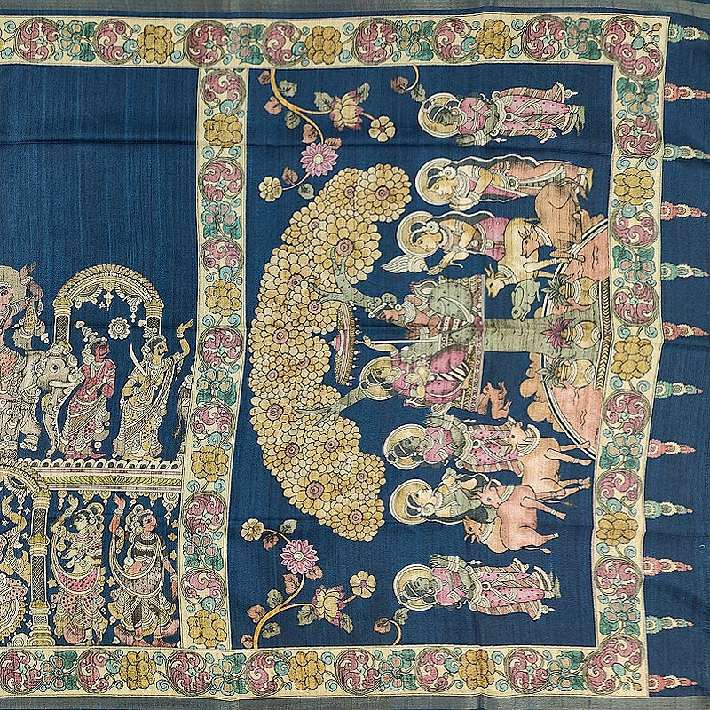 Hayagrivas Navy Blue Fancy Cotton Saree KBE1917L1-22