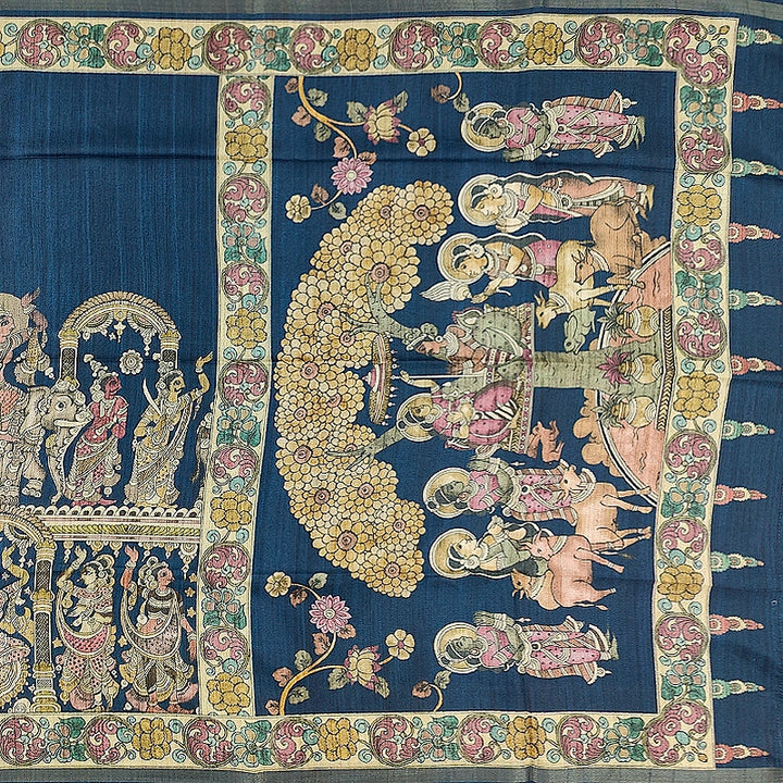 Hayagrivas Navy Blue Fancy Cotton Saree KBE1917L1-22