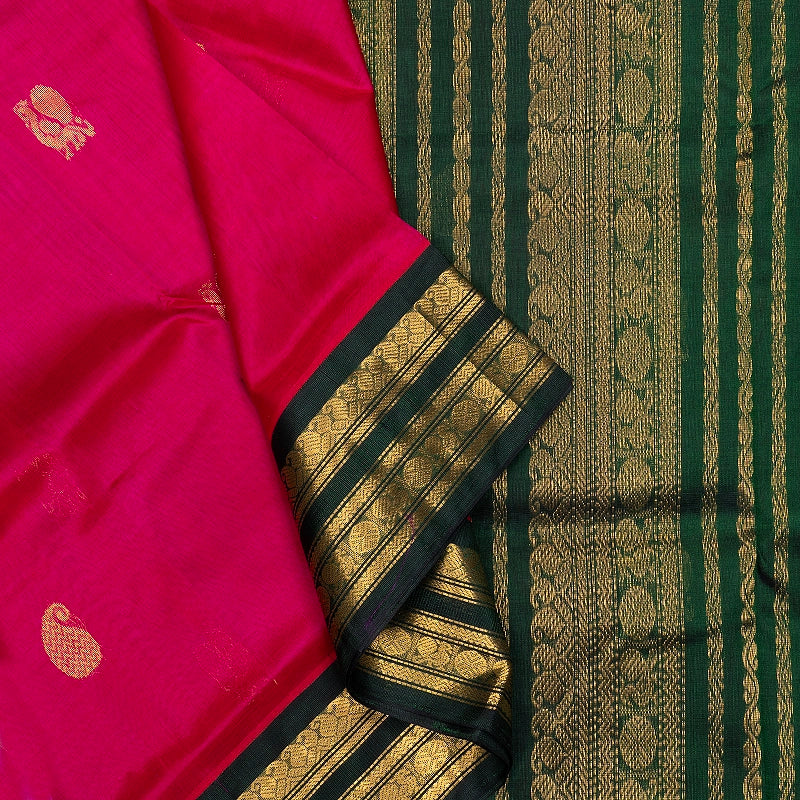 Hayagrivas Red Pure Silk Cotton Saree KBE2283B2-4