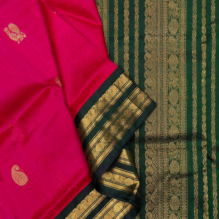 Hayagrivas Red Pure Silk Cotton Saree KBE2283B2-4