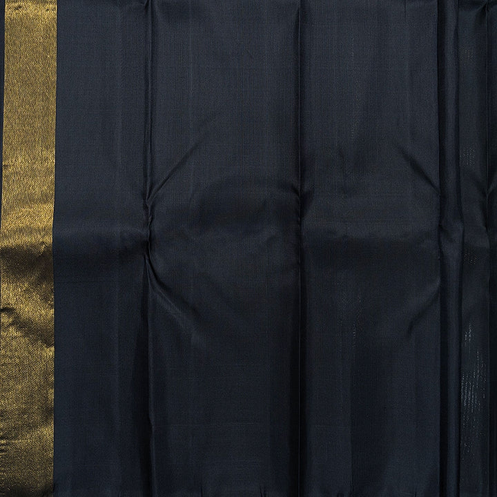 Hayagrivas Handloom Black Kanjivaram Silk Saree Temple Border KBF221E6-1