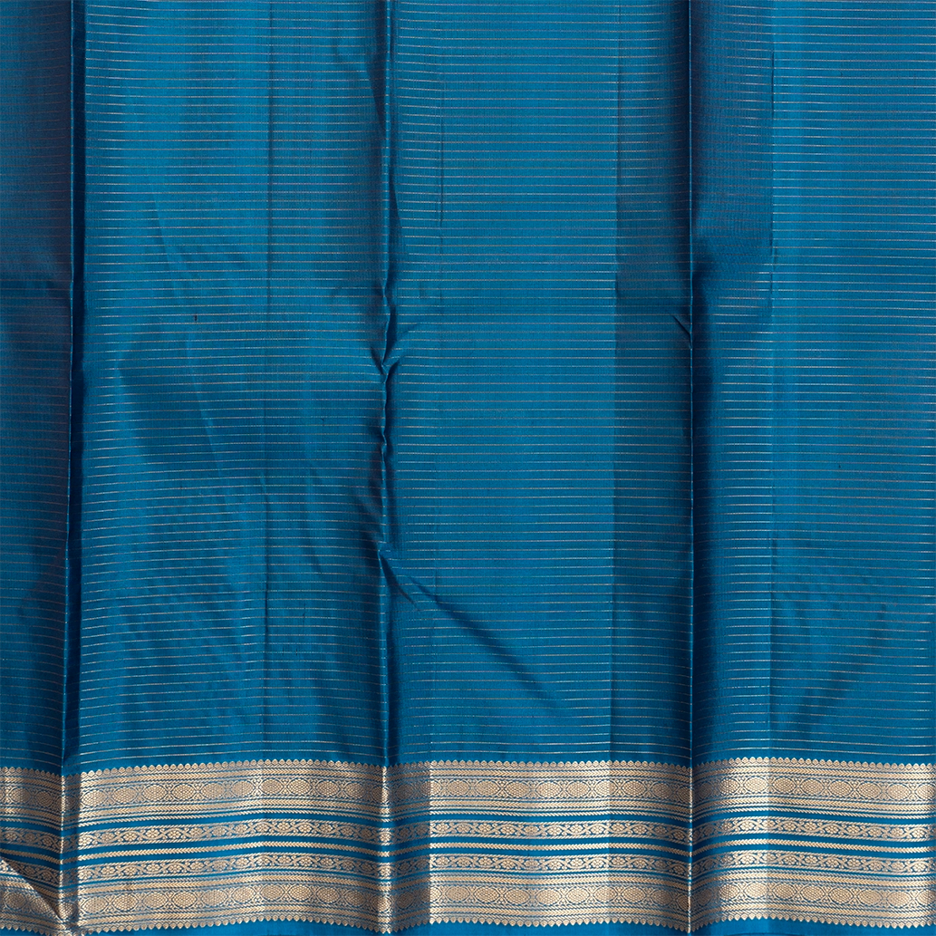 Hayagrivas Handloom Rust Orange Kanjivaram Silk Saree with Rama Blue Border KBF500F6-5