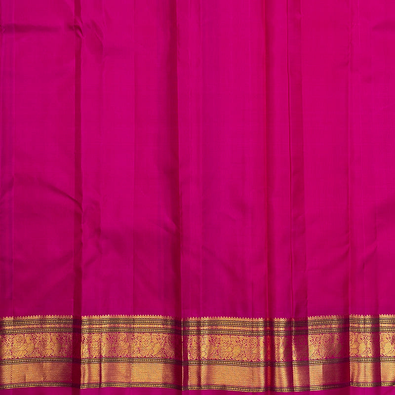 Hayagrivas Handloom Half-White Kanjivaram Silk Saree with Pink Border KBF615G4-1